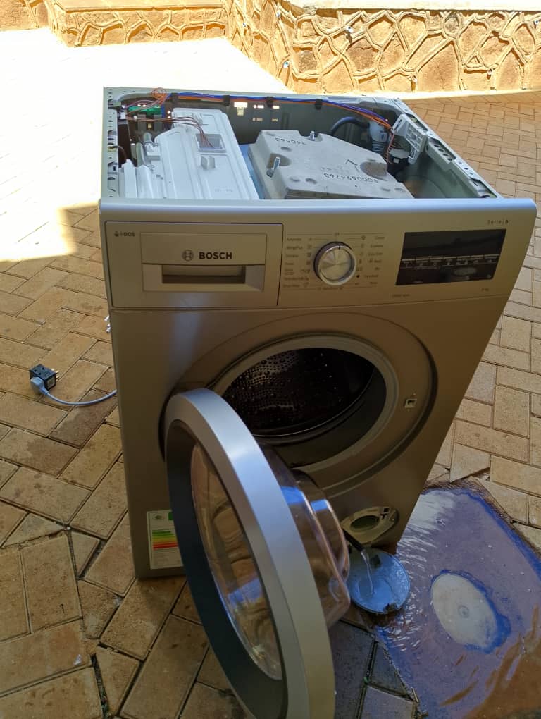 Bosch front-loading washing machine with its door open